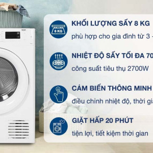 Máy sấy ngưng tụ Whirlpool FreshCare+ 8 kg FFTCM118XB EE