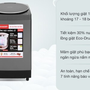 Máy giặt Sharp 11 kg ES-W110HV-S